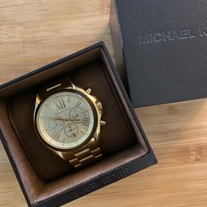 Gold Stainless Steel Michael Kors Chronograph Watch - Water Resistant